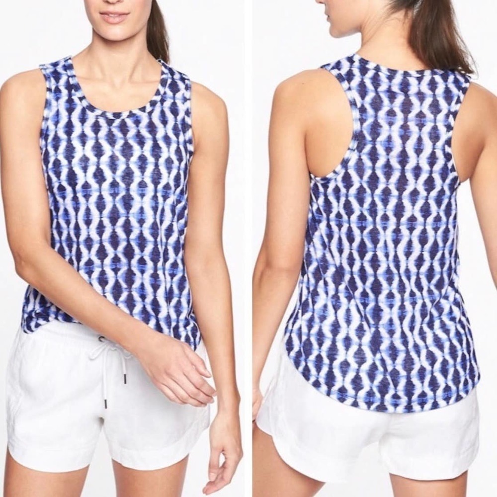 Athleta S Breezy Tank Racerback Blue White